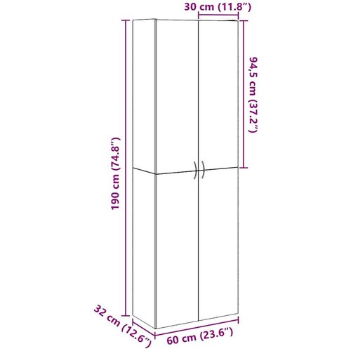 VidaXL Visoka ploča staro drvo 60x32x190 cm konstruirano drvo Slike