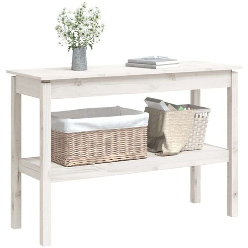  Konzolni stol bijeli 110x40x75 cm od masivne borovine Slike