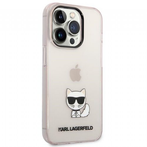 Karl Lagerfeld Originalen ovitek KLHCP14SCTTRI za&amp;scaron;čita ovitek za iPhone 14 6.1 prozorno roza - Choupette Logo Slike