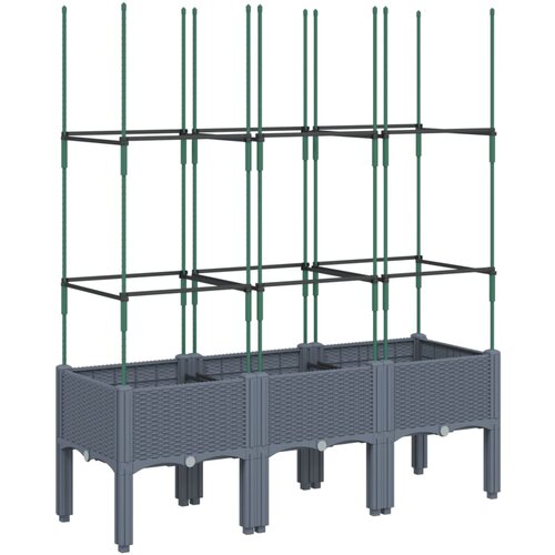 Maison Chic Cvetlično korito - Cvetlični Lonec z oporno mrežo sivo 120x40x142,5 cm PP, (21789361) Cene