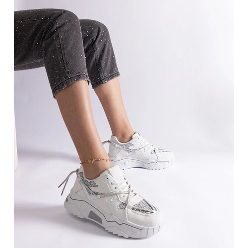 Gemre White women&amp;#039;s sneakers with glitter Agar Slike