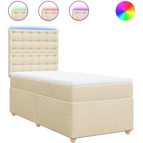 vidaXL Box spring postelja z vzmetnico krem 90x190 cm blago, (21291296) Cene