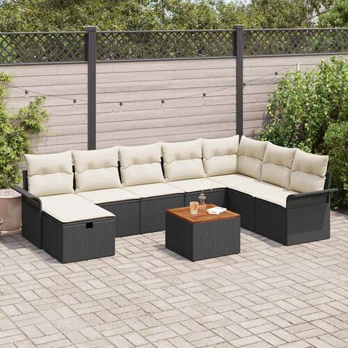  Sjedeća garnitura za vrt 9 kom. Crna poliratan 297.5 x 187.5 x 85 cm Slike