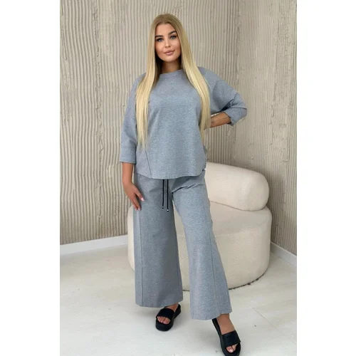 Kesi Set of Punto Milano winter sweatshirt + wide-leg pants gray