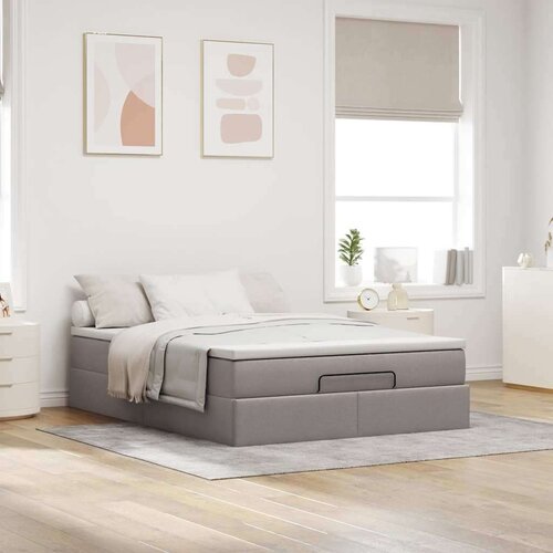 VidaXL otomanski okvir kreveta s madraca smeđesivi 140x200cm tkanine Slike