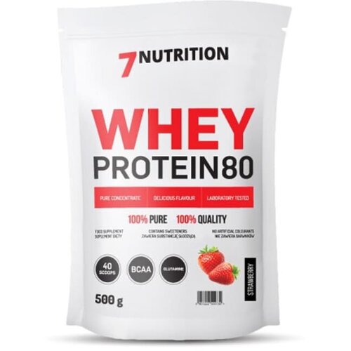 7NUTRITION Whey Protein 80%, Jagoda, 500g Slike