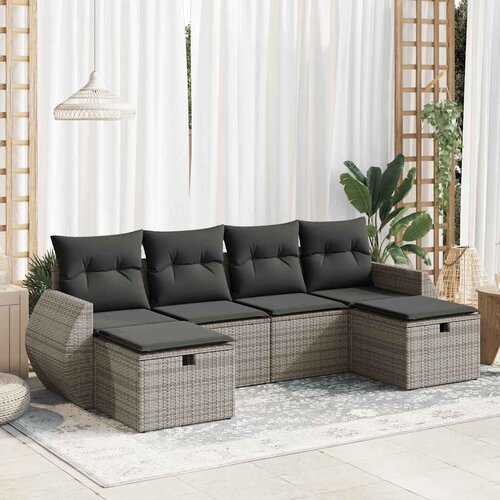  6-dijelni set vrtnih sofa od poliratana s jastucima Slike