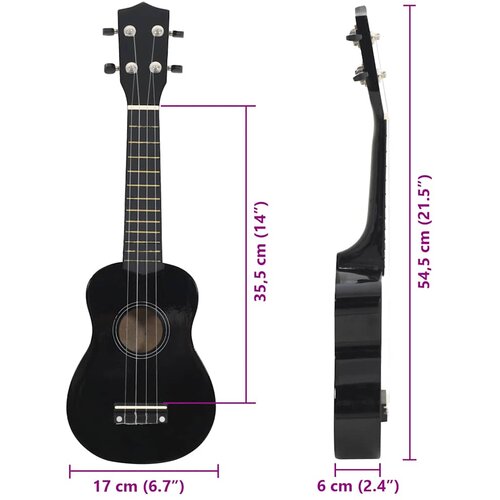  Set dječjeg ukulelea Soprano s torbom crni 21 &amp;quot; Slike