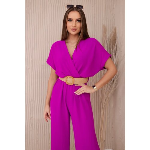 Kesi Włoski Overalls with a decorative belt at the waist purple Cijene