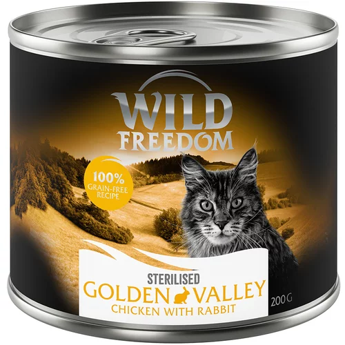 Wild Freedom Adult Sterilised 6 x 200 g - receptura brez žitaric - Golden Valley Sterilised - piščanec s kuncem