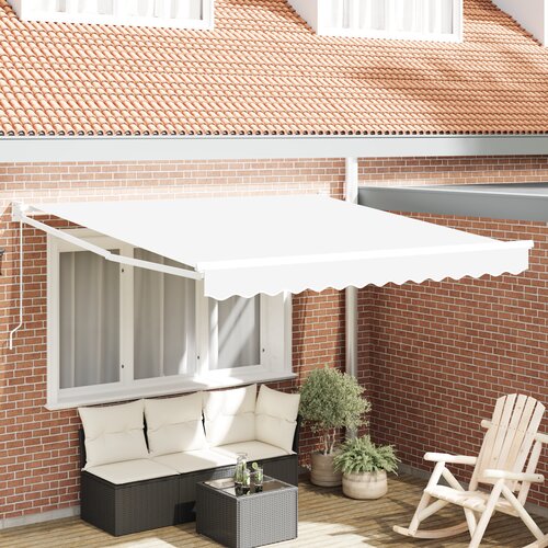 VidaXL ročna retraktibilna tenda Bela 350x250 cm, zamenjava tenda za okvir 3.5x2.5 m Bela Slike