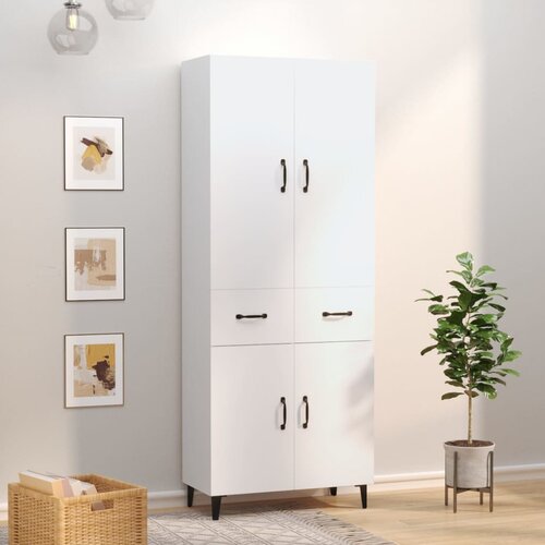vidaXL Visoka komoda bela 69,5x34x180 cm inženirski les Cene