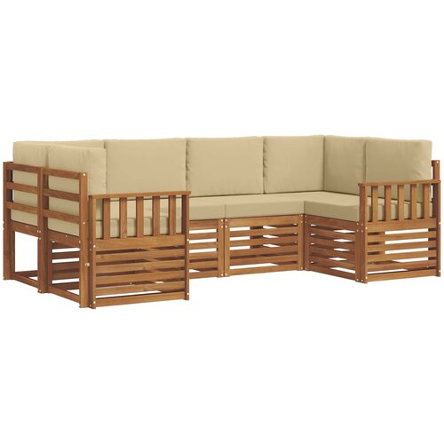  Set vanjskih sofa 6 kom. Prirodna Smeđa 245 x 128,5 x 73 cm Slike
