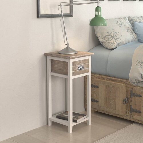 Maison Chic Nočna omarica - Nočna miza z 1 predalom rjavo bela, (21687036) Slike