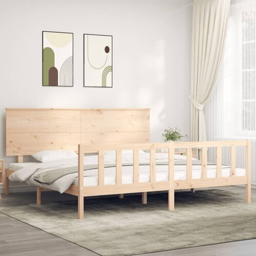 vidaXL Posteljni okvir z vzglavjem 200x200 cm trden les Cene
