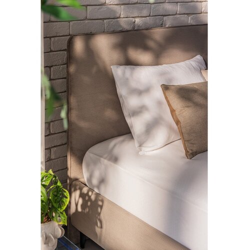 Bonami Selection Smeđe-sivi tapecirani bračni krevet s podnicom 180x200 cm Noira Slim &amp;ndash; Slike