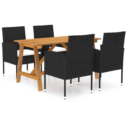  5-dijelni vrtni blagovaonski set crni Cijene