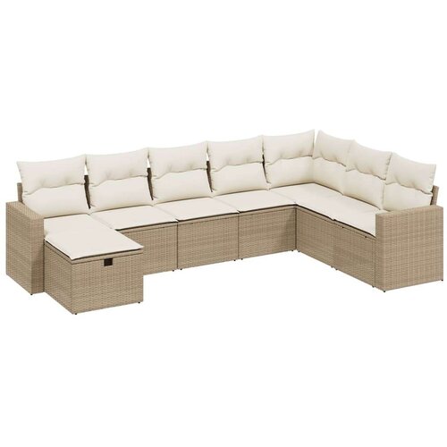 VidaXL 8-dijelni set vrtnih sofa od poliratana s jastucima bež Slike