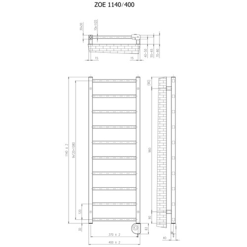  vertaduro - kupatilski radijator sa termostatom zoe 400W 114x40 cm beo Slike