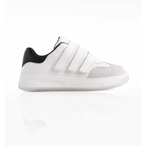 Marjin Women's Sneaker High Sole Velcro Sports Shoes Rizan White