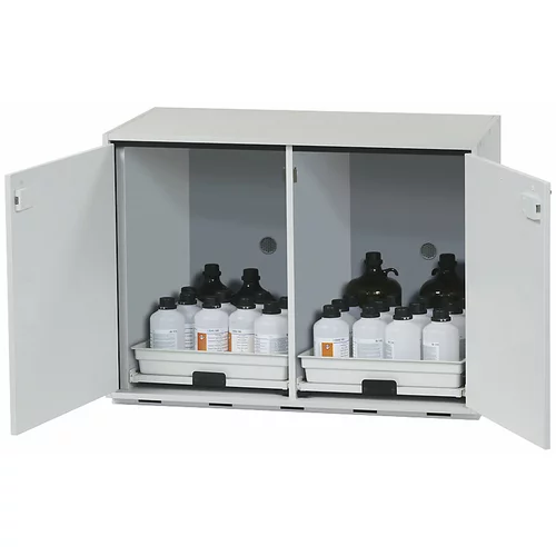 asecos Spodnja omarica za nevarne snovi za kisline in baze, 2 vrat, VxŠxG 800 x 1100 x 570 mm, 2 izvlečna dela