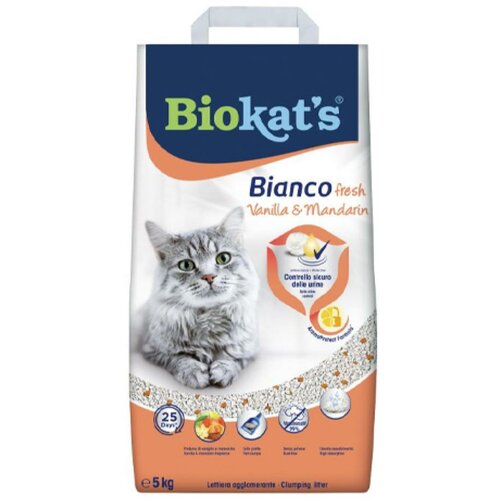 Gimborn biokat's bianco posip za mačke - fresh vanila i mandarina 5kg Slike