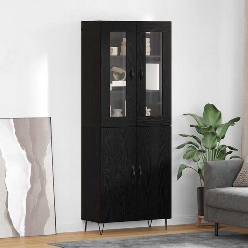  Highboard Bijeli i crni hrast 69,5 x 34 x 180 cm Cijene
