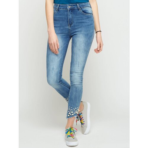 Jack Berry Jeans decorated with abrasions and pearls blue Slike