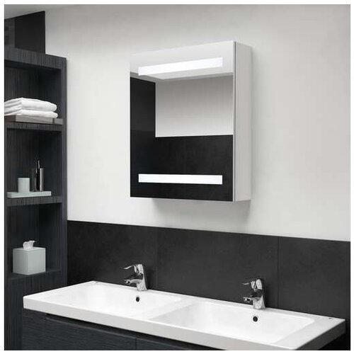 VidaXL LED kopalniska omarica z ogledalom sijoce bela 50x14x Slike