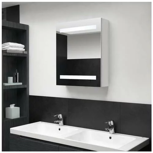 vidaXL LED kopalniska omarica z ogledalom sijoce bela 50x14x