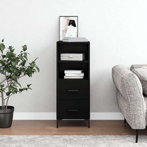 vidaXL Komoda crna 34 5 x 34 x 90 cm od konstruiranog drva Cijene