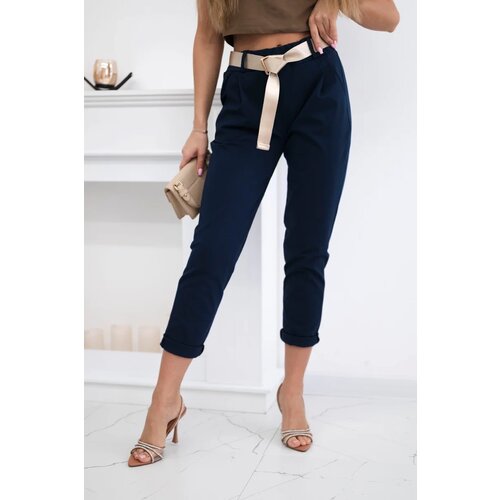 Kesi Włoski Punto trousers with belt navy blue Slike