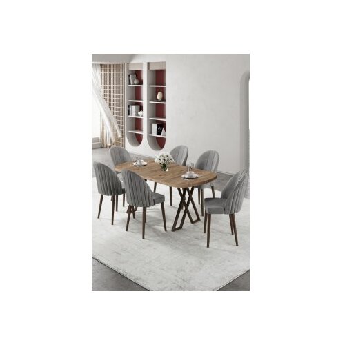 Hanah home Set trpezarijskog stola i stolica (7 delova) Kaye Atlantic Pine Grey Cene
