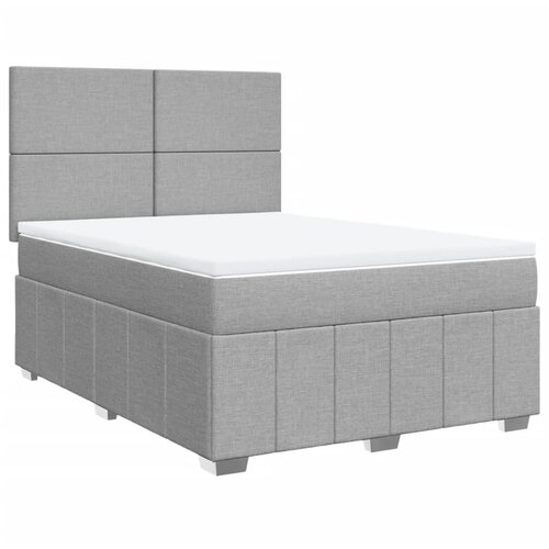 Maison Chic Box spring posteljni - Vzmetna postelja z vzmetnico svetlo siv 140x190 cm blago SL11765, (21900068) Cene
