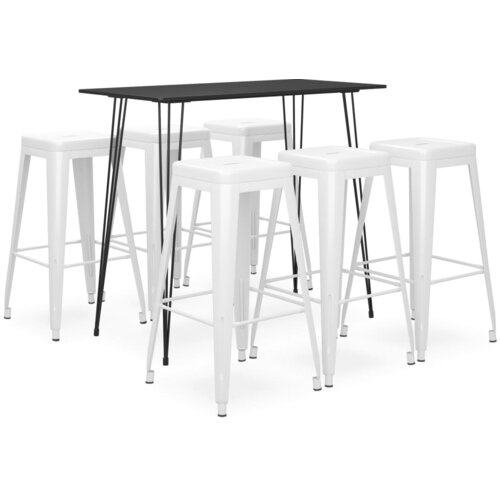 vidaXL 7-dijelni barski set crno-bijeli Cijene