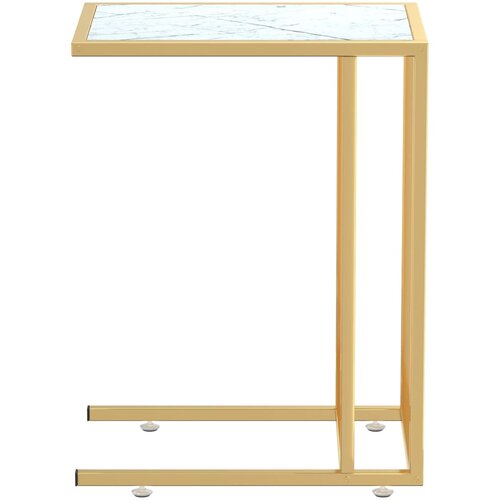  Bočni stolić za računalo bijeli mramor 50 x 35 x 65 cm stakleni Slike