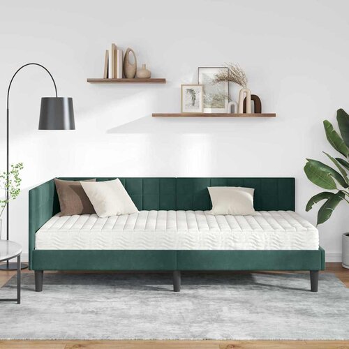  Kutni krevetni okvir s madracem 2 kom. Tamnozelena 90 x 200 cm Slike