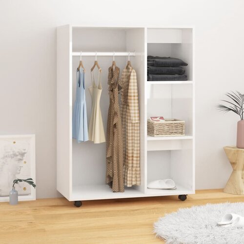 vidaXL Garderobna omara visok sijaj bela 80x40x110 cm iverna plošča Cene