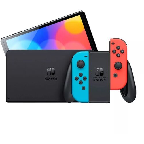 Nintendo Switch Console (OLED Model) Neon Red and Blue Cene