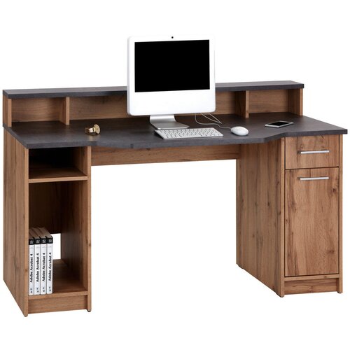 CARRYHOME pisalna miza leseni material siva, barve hrasta Slike