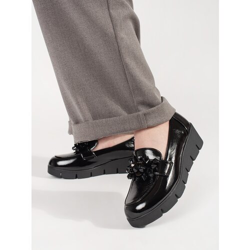 GOODIN Black wedge loafers with decoration Slike