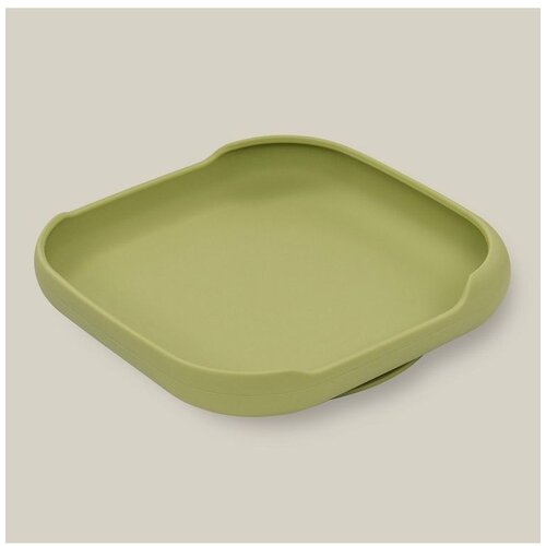 Interbaby silikonski tanjur s vakuumskom podlogom Olive Green Slike