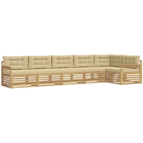 vidaXL Zunanja garnitura za sedenje 6 pcs Bela in bež Poliester, (5000280773) Cene