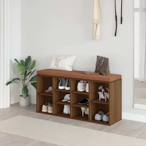  Klupa za cipele boja smeđeg hrasta 103x30x48 cm drvena Cijene