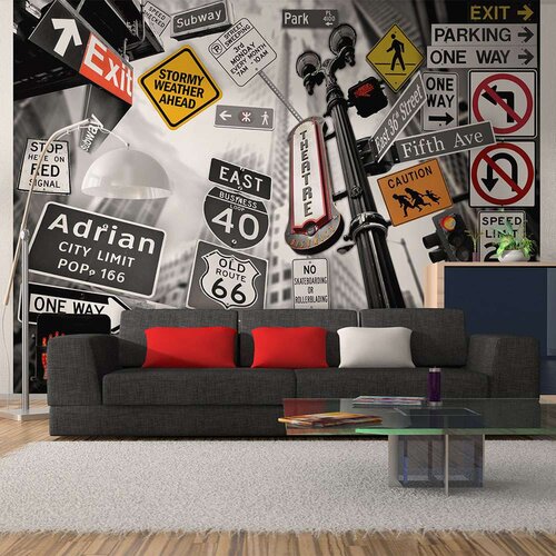  Tapeta - NYC signs on a monochrome background 400x309 Slike