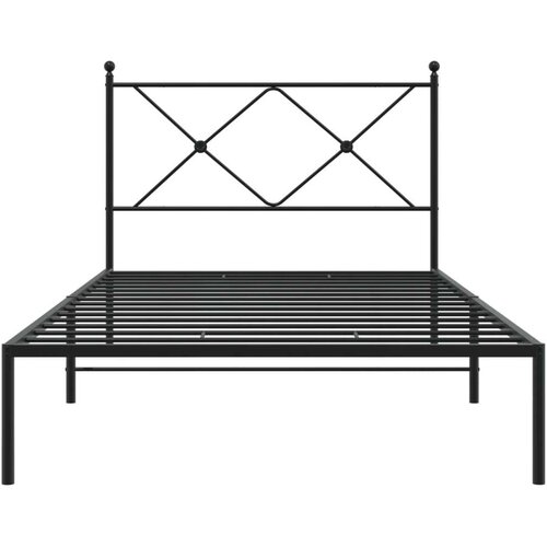 VidaXL Metalni okvir za krevet s uzglavljem crni 100x190 cm Slike