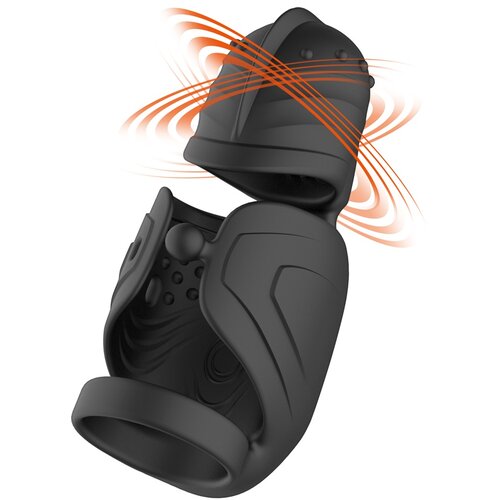 Rebel Cock Vibrator with Elliptical Moving Glans Stimulator Black Slike