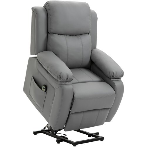 HOMCOM Relax fotelj Recliner 160°, usnjeni električni fotelj z naslonom za noge in daljinskim upravljalnikom, siv, (20755594) Cene