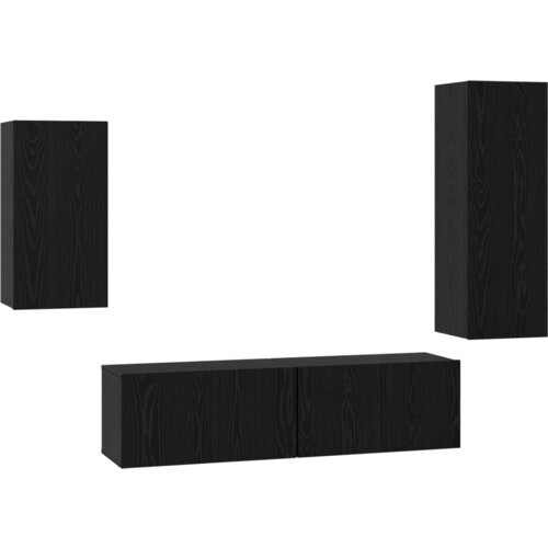 VidaXL Set TV kabineta s policom s pohranom s vratima 4 pcs Crni hrast 30.5 x 30 x 90 cm Slike