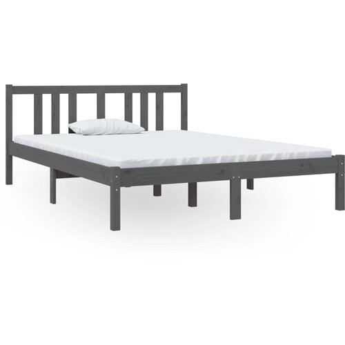 Maison Chic Posteljni okvir - Dvoposteljna postelja - Zakonska postelja siv iz trdnega lesa 135x190 cm-J15068, (21775713) Cene